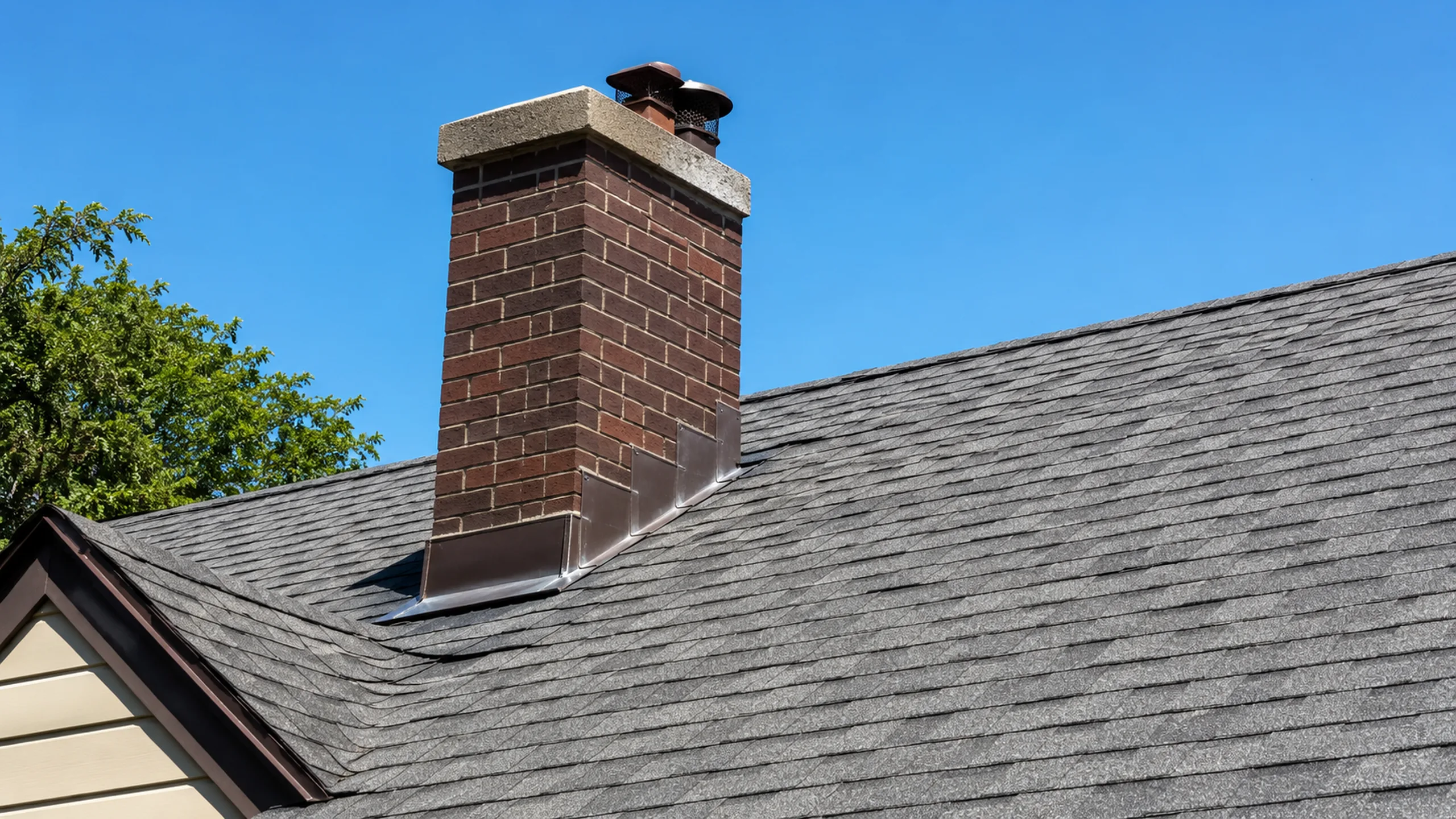 Asphalt shingle roof and chimney inspected on a St. Paul home